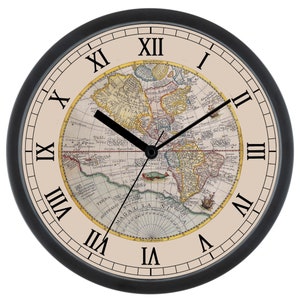 ANCIENT WORLD MAP Wall Clock, Elegant Clock, Unique Wedding Gift, Stylish Wall Clock, Kitchen Clock, Living Room Clock, Housewarming Gift