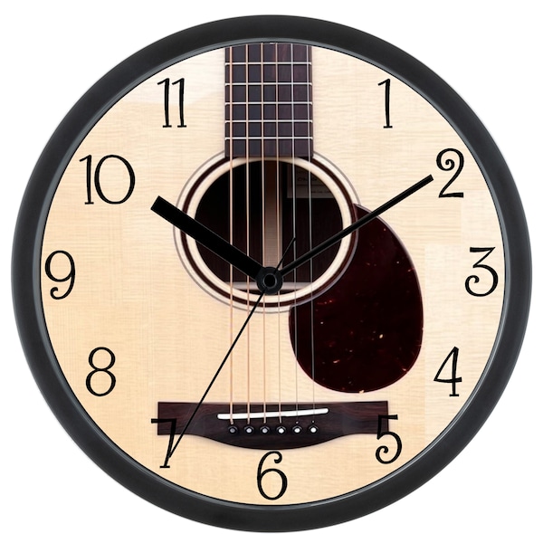 GUITAR Clock, Acoustic Guitar, Music Clock, Music Room Wall Clock, Musician gift, Acoustic Guitar Clock, Music Teacher, Guitar Teacher