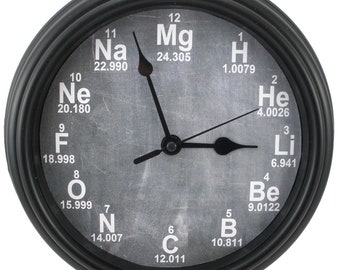 CHEMISTRY Periodic Table Elements Clock, Teacher Gift,Novelty Wall Clock, gift, College Clock, novelty, Gift for Him, Gift for Her, Birthday