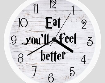 Wizard's KITCHEN Clock, "Eat, you'll feel better", Potterhead Gift, Wizard Clock,Magic gift, novelty gift,College Clock