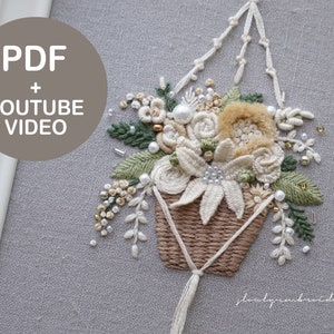 Hand Embroidery PDF Pattern, Flower Embroidery, 3D Hand Embroidery, Floral Embroidery, PDF Patterns, Video Tutorials, Printable