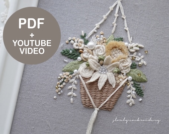Hand Embroidery PDF Pattern, Flower Embroidery, 3D Hand Embroidery, Floral Embroidery, PDF Patterns, Video Tutorials, Printable