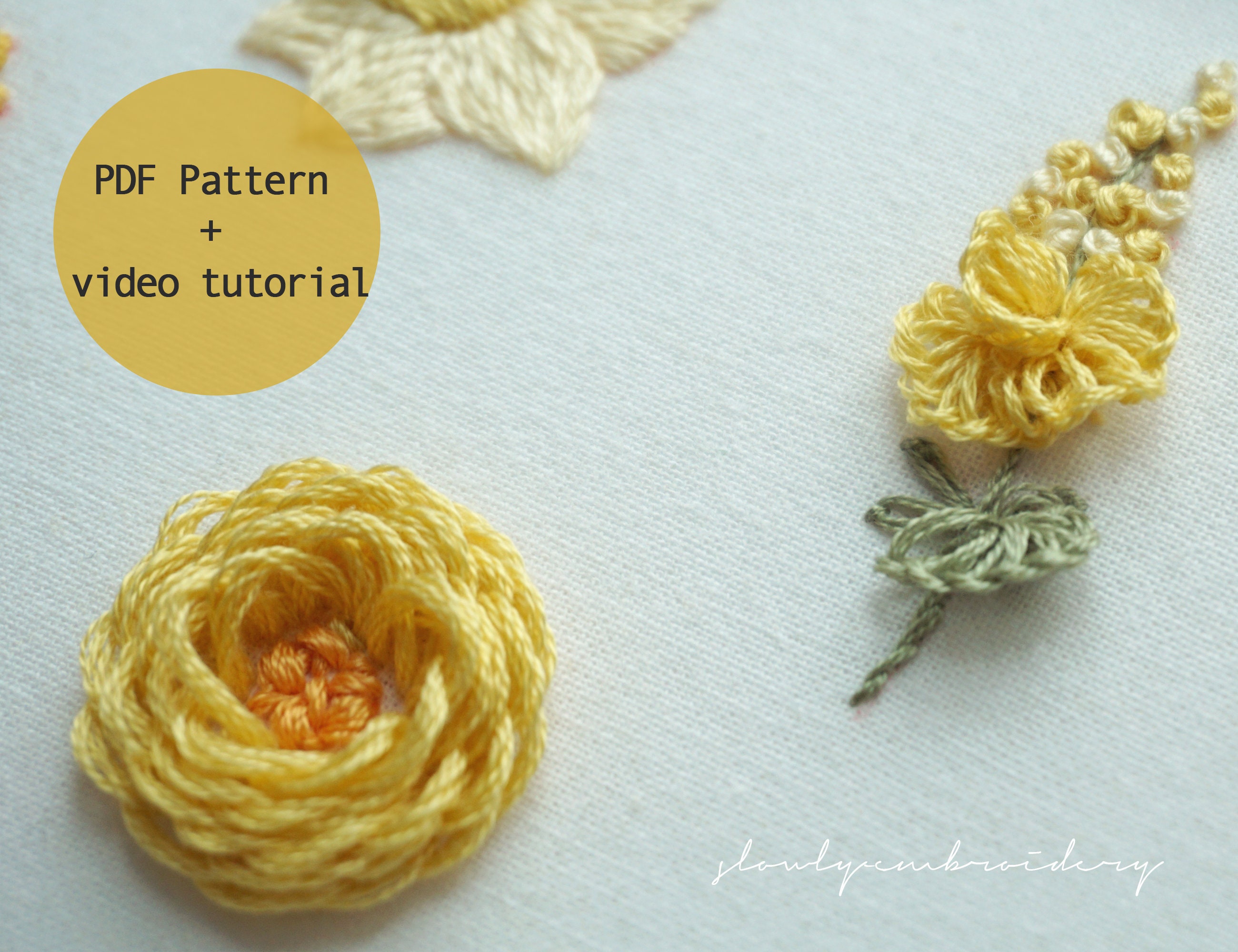 Yellow flower jessecmault pattern floral jessecmault pdf  etsy uk