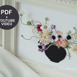 Embroidery Pattern, Hand embroidery PDF, 3D hand embroidery video Tutorial, Flower embroidery, floral embroidry designs Wire embroidery image 9