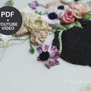 Embroidery Pattern, Hand embroidery PDF, 3D hand embroidery video Tutorial, Flower embroidery, floral embroidry designs Wire embroidery image 6
