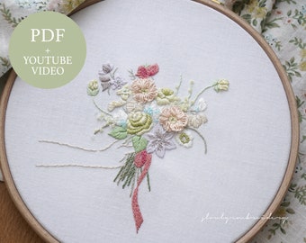 Floral Hand Embroidery PDF Pattern + Youtube Tutorial Video "Scents of Summer"