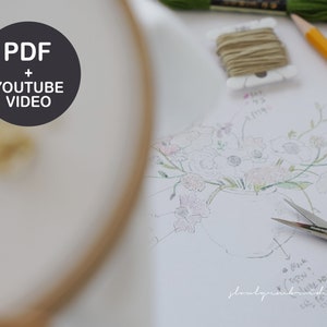 Embroidery Pattern, Hand embroidery PDF, 3D hand embroidery video Tutorial, Flower embroidery, floral embroidry designs Wire embroidery image 8