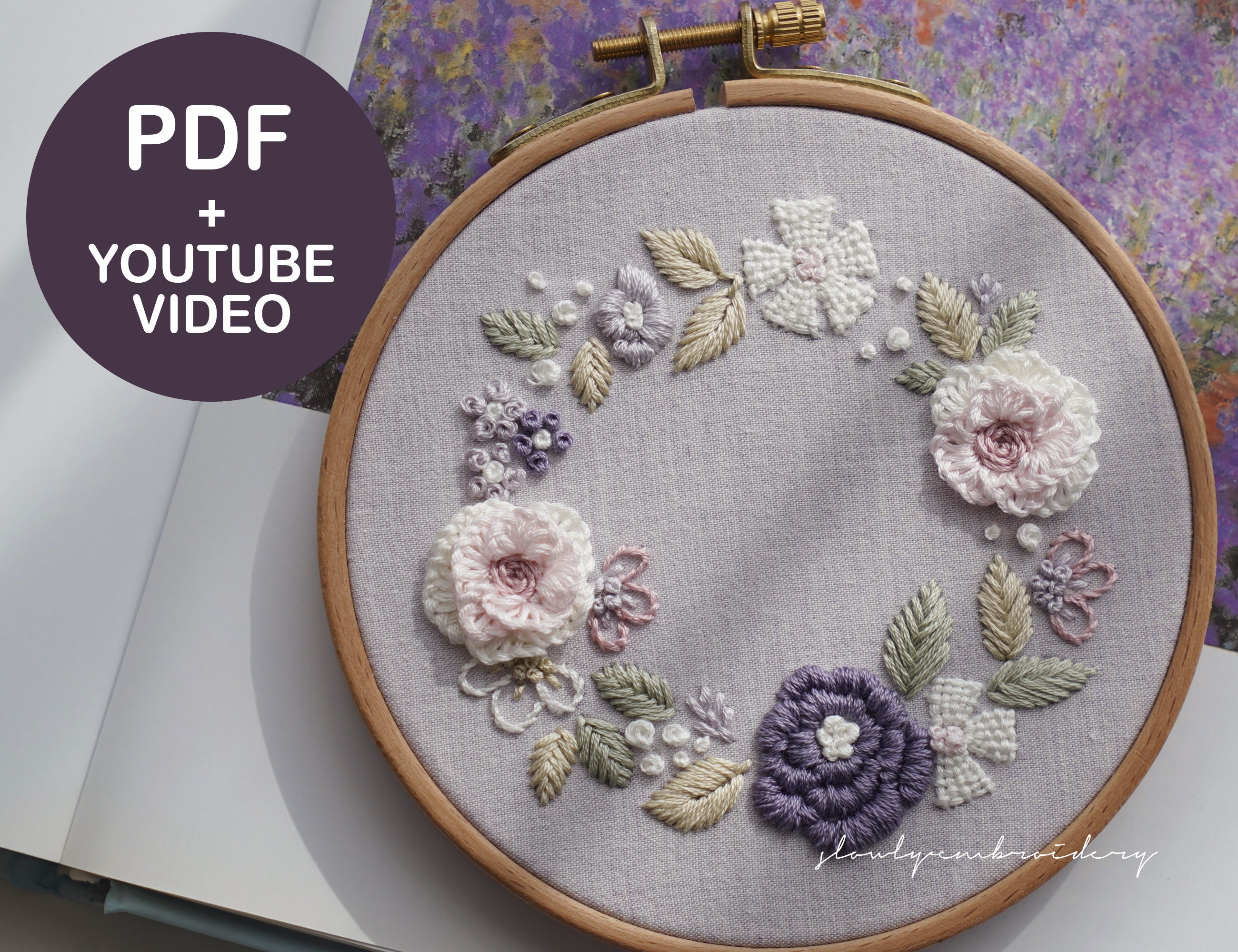 Embroidery Pattern, PDF Pattern, Flower Hand Embroidery, Video Tutorial ...