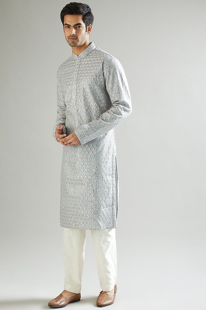 Electric Blue Color Handmade Mens Embroidery Kurta Pyjama Set - Etsy