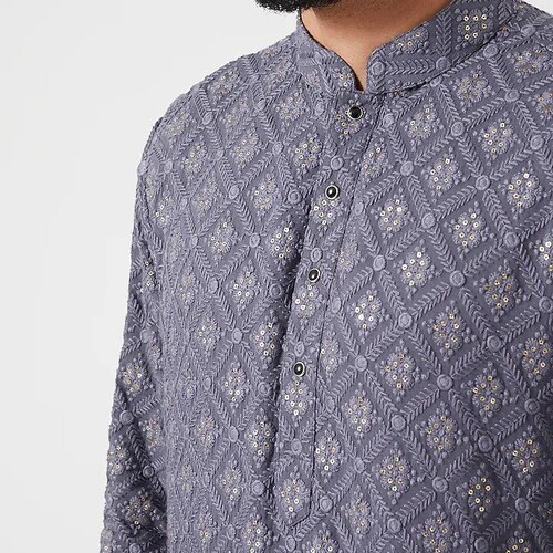 Chiku Color Handmade Mens Embroidery Kurta Pyjama Set Wedding Etsy