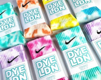 Tie-Dye Nike Socks, Pink, Lilac, Mint, Blue, Yellow, Orange, Adults, Authentic, 1 Pair, Tie Dyed, Cotton, Bright, Colourful, Rainbow