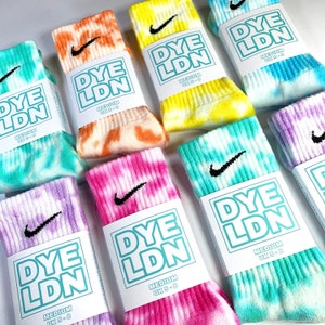 Tie-Dye Nike Socks, Pink, Lilac, Mint, Blue, Yellow, Orange, Adults, Authentic, 1 Pair, Tie Dyed, Cotton, Bright, Colourful, Rainbow image 1