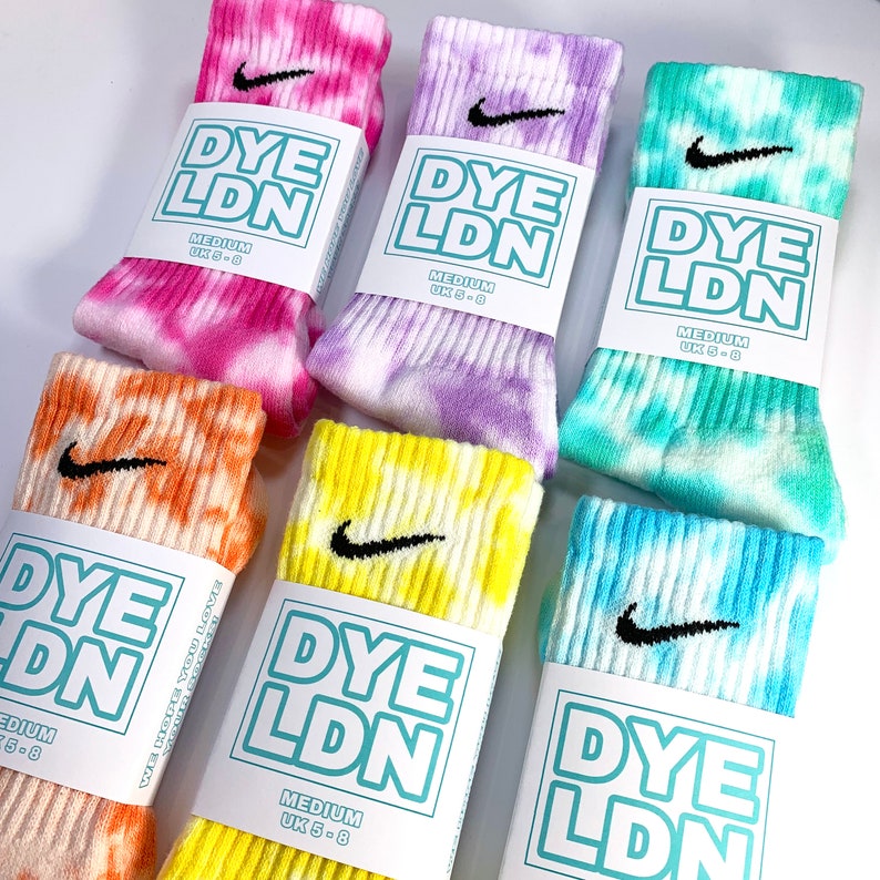 Tie-Dye Nike Socks, Pink, Lilac, Mint, Blue, Yellow, Orange, Adults, Authentic, 1 Pair, Tie Dyed, Cotton, Bright, Colourful, Rainbow image 10