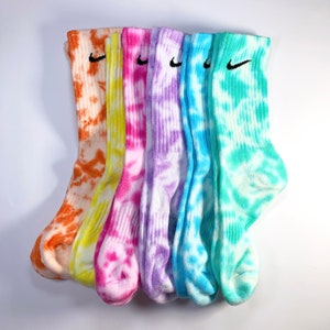 Tie-Dye Nike Socks, Pink, Lilac, Mint, Blue, Yellow, Orange, Adults, Authentic, 1 Pair, Tie Dyed, Cotton, Bright, Colourful, Rainbow image 6