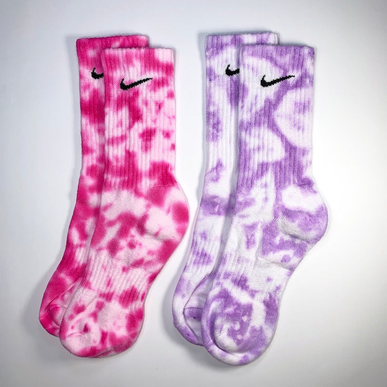 Tie-Dye Nike Socks, Pink, Lilac, Mint, Blue, Yellow, Orange, Adults, Authentic, 1 Pair, Tie Dyed, Cotton, Bright, Colourful, Rainbow image 4