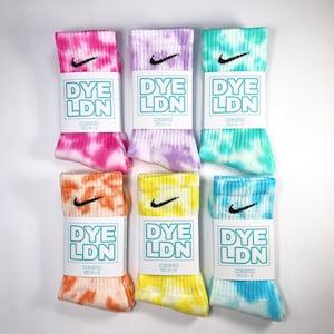 Tie-Dye Nike Socks, Pink, Lilac, Mint, Blue, Yellow, Orange, Adults, Authentic, 1 Pair, Tie Dyed, Cotton, Bright, Colourful, Rainbow image 2