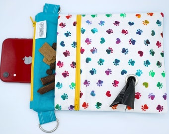 Slim Crossbody Dog Walking Bag w/an Adjustable Strap|2 Zippered Pockets|Poop Bag|Dispenser Pocket|Treat Pocket|Phone Pocket|Gift Dog Lover