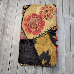 Rose patchwork junk journal - daily journal - homemade journal - art journal - 5 1/2&quot; x 9&quot; inches - vacation journal