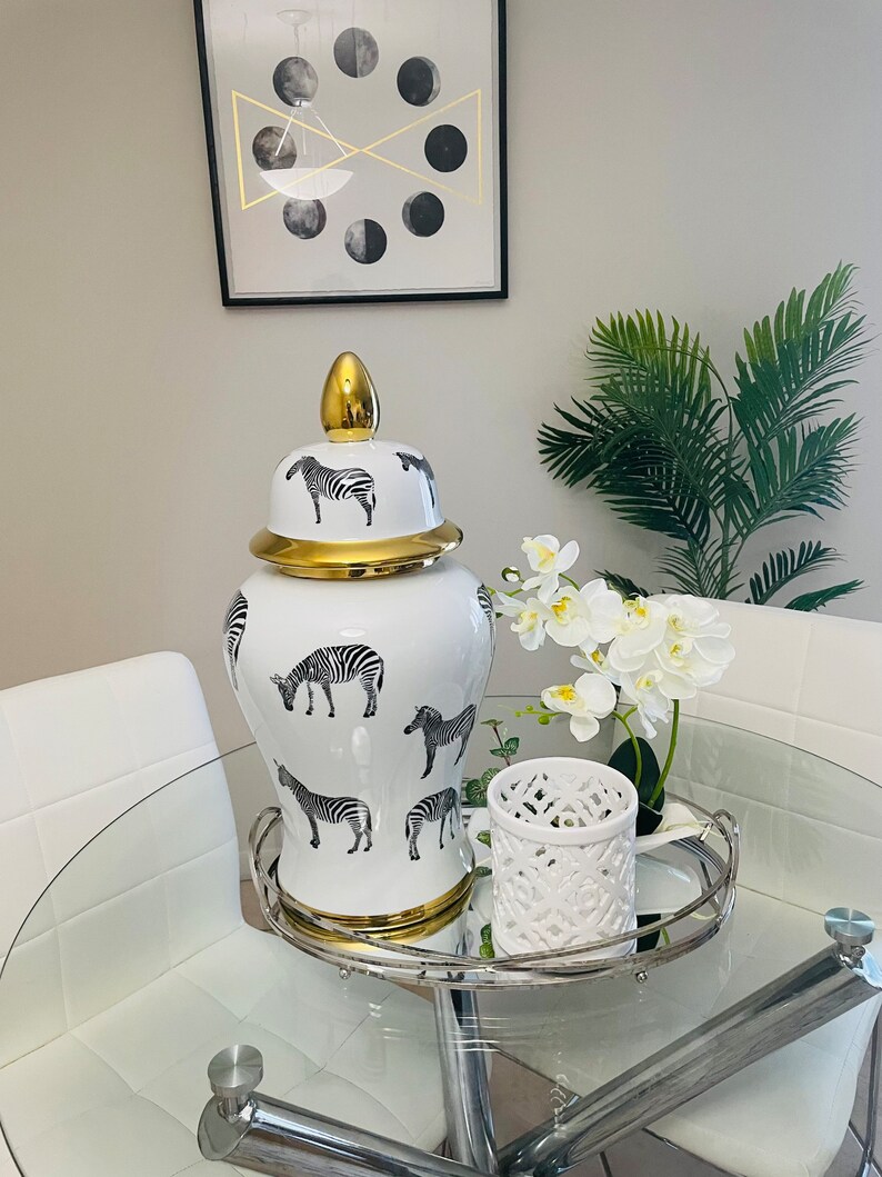 Ginger Jar Model Zebra Ceramic Ginger Jar Housewarming Etsy Canada