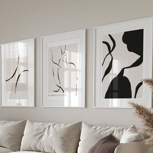 Set of 3 modern art prints, living room wall art, bedroom prints, high quality, (026)