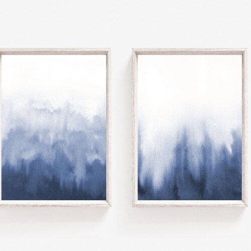 Navy Abstract Wall Art Prints Set of 2 Navy Wall Art Etsy UK