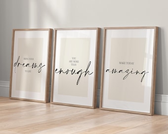 Positive Quote Prints: Teen Wall Art, Set of 3