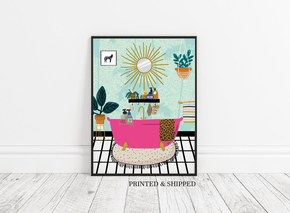 Bathroom Art Botanical Print Boho Wall Art Bathroom | Etsy UK
