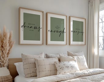 Sage Green Quote Prints: Positive Affirmations Art, Set of 3