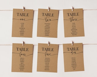 Wedding Seating Plan, Rustic Table Cards, Guest List