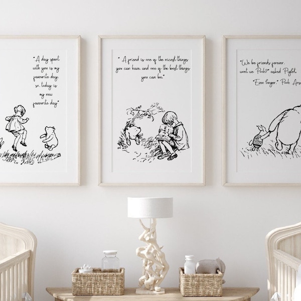 Set of 3 Winnie The Pooh Nursery Prints | Nursery Wall Art | Set of 3 | Baby Prints | Set of 3 Prints | High Quality