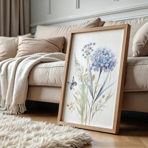 Blue Wildflower Prints Set: Botanical Wall Art, Home Decor, Set of 3 wall art, Livingroom Prints, Bedroom posters, Kitchen wall art image 13