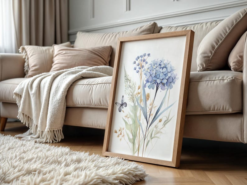 Blue Wildflower Prints Set: Botanical Wall Art, Home Decor, Set of 3 wall art, Livingroom Prints, Bedroom posters, Kitchen wall art image 13