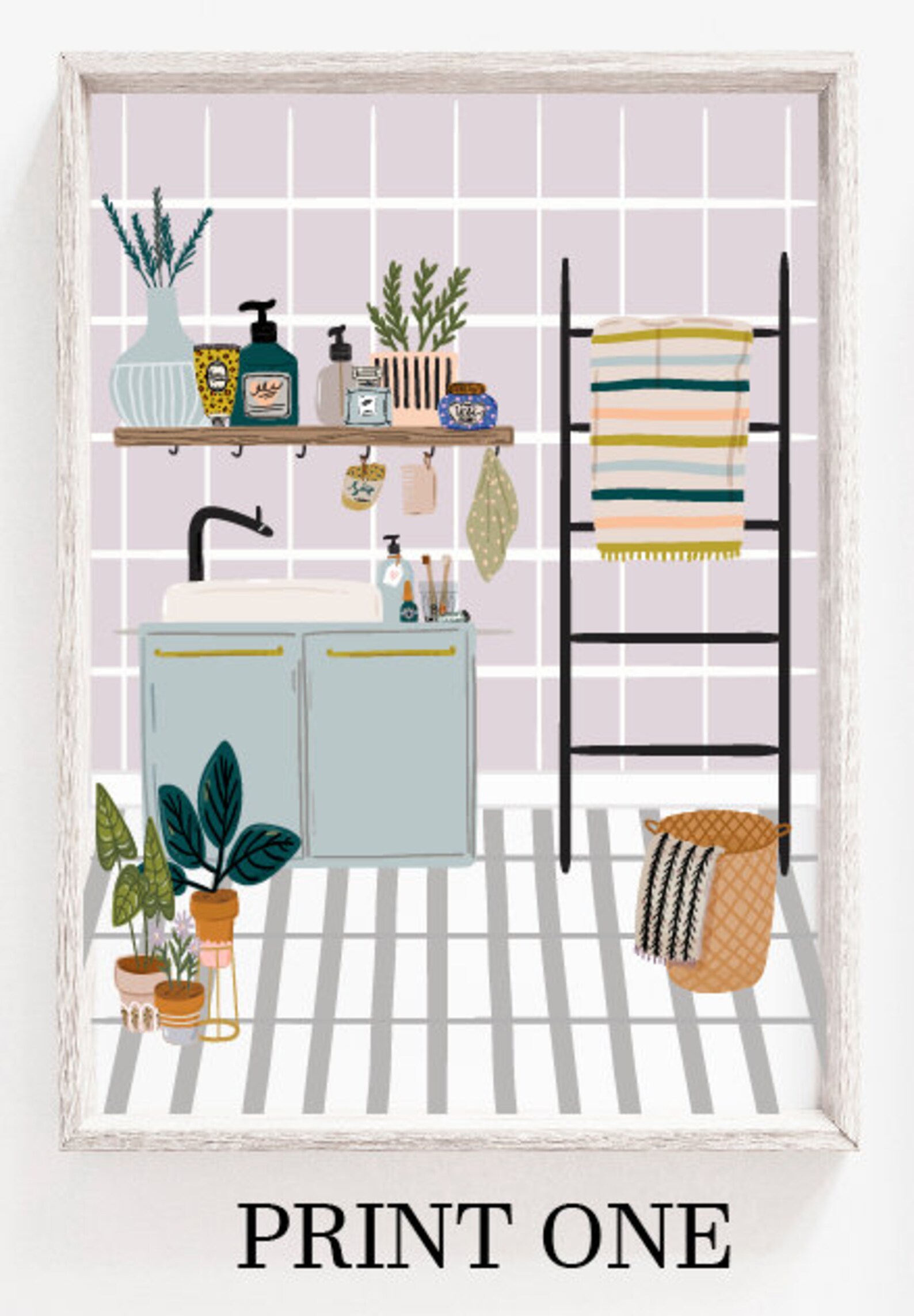 Set of 3 Boho Bathroom Wall Art Bathroom Scene Prints Set of Etsy UK