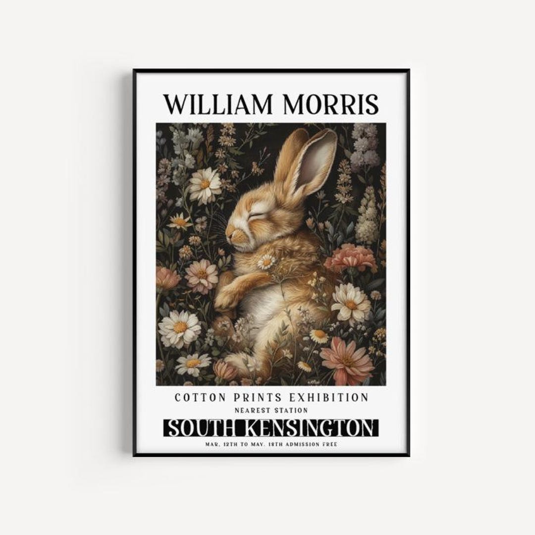 Cute William Morris Rabbit Poster, Nursery Print, Girls Wall Art, A3 ...