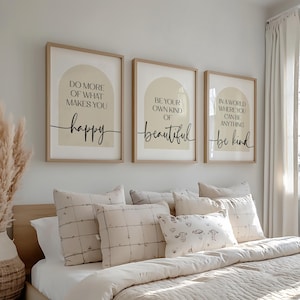 Positive Quote Print Set: Happy Home Decor, A3 Prints