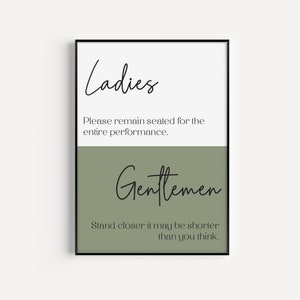 Ladies and Gentlemen funny bathroom quote print, Bathroom wall art, Funny prints, High quality, FREE P&P