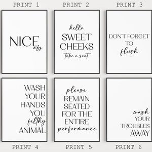 Bathroom Quote Print: Modern Wall Art, Multiple Designs