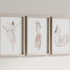 Ballerina Nursery Prints Set, Kids Bedroom Wall Art