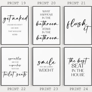 Individual Bathroom Quote Prints, Bathroom Wall Art, A3 Prints, Quote ...