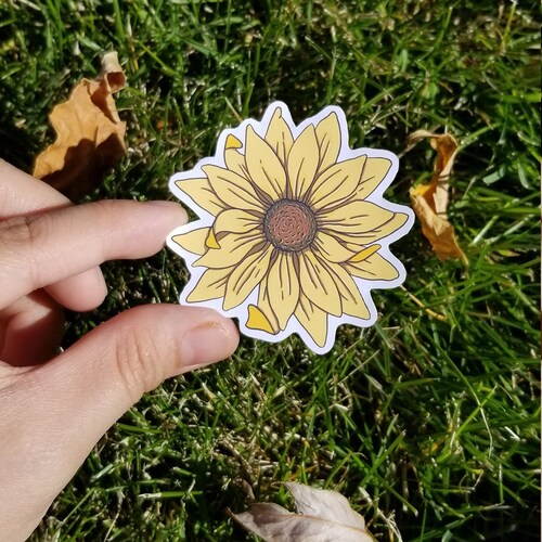 Sunflower Sticker Sunflower Laptop Sticker Water Bottle Etsy