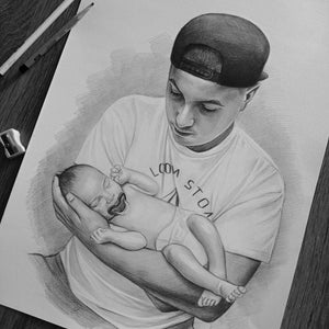 Portret ołówkiem ze zdjęcia, Portret rysowany ręcznie, Portret na zamówienie, Prezent na dzień ojca, Malowanie zdjęć, Rysunek ołówkiem ze zdjęcia, Szkic