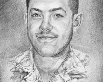 Retrato a lápiz dibujado a mano a partir de una foto: regalo familiar personalizado