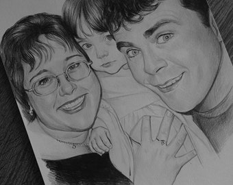 Pencil portrait from photo, Hand drawn portrait, Custom portrait, Couple Portrait, Wedding gift, Family portrait, Anniversary Gift drawing