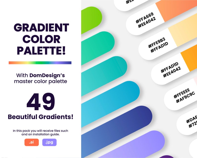 Adobe Illustrator Gradient Color Palette Swatches DOWNLOAD Etsy