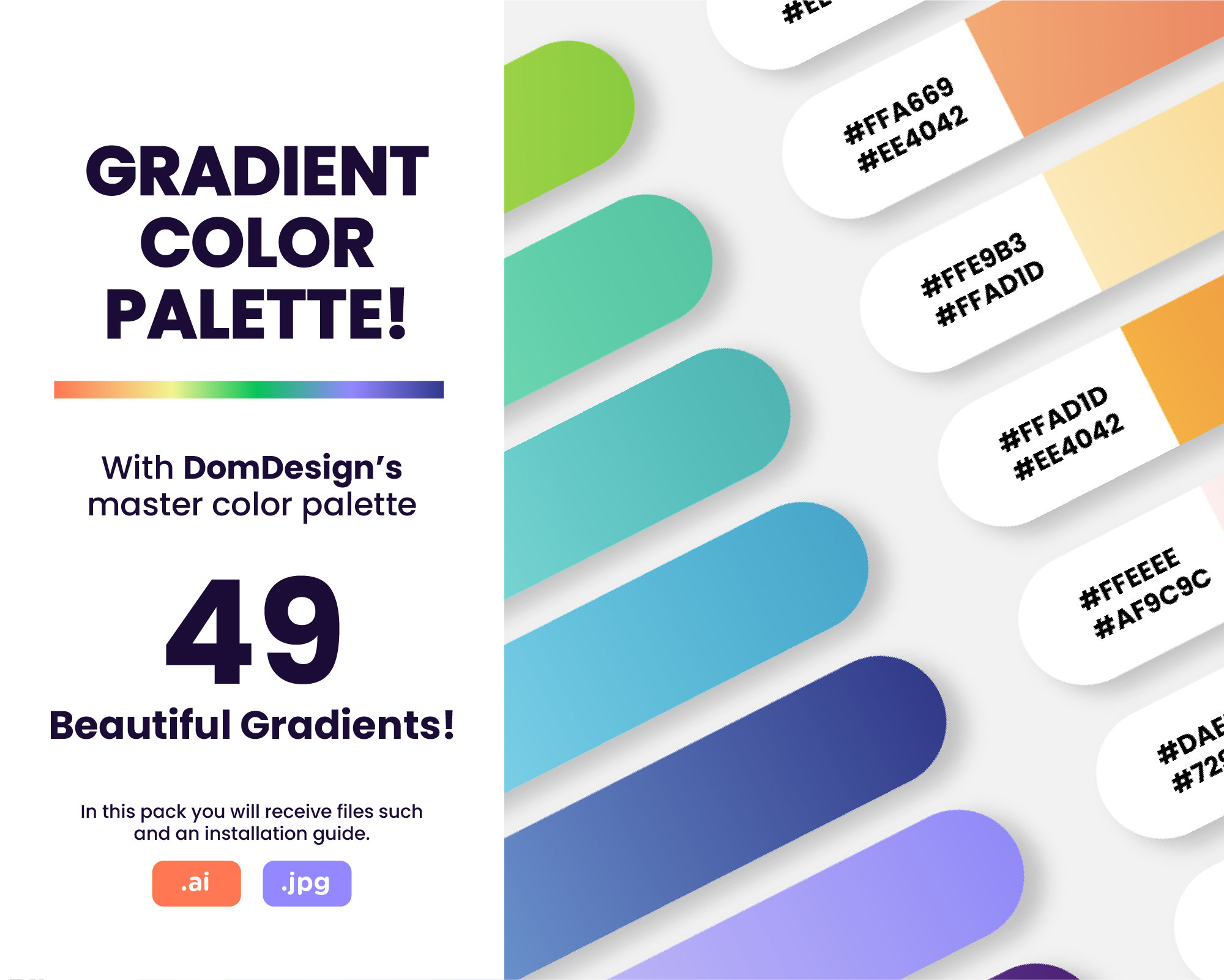 Adobe Illustrator Gradient Color Palette Swatches DOWNLOAD - Etsy