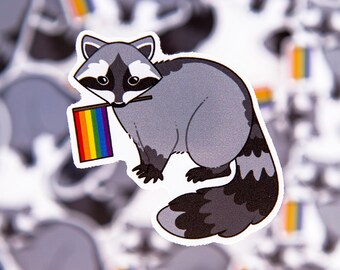 Gay Pride Raccoon Sticker | LGBT Pride | Pride Flag Sticker