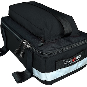 Lone Peak Shorty Bicycle Bag for Rear Rack with Zipper & Pocket | Durable and Large Capacity Bike Seat Storage Bag Pack | 1000 D Nylon