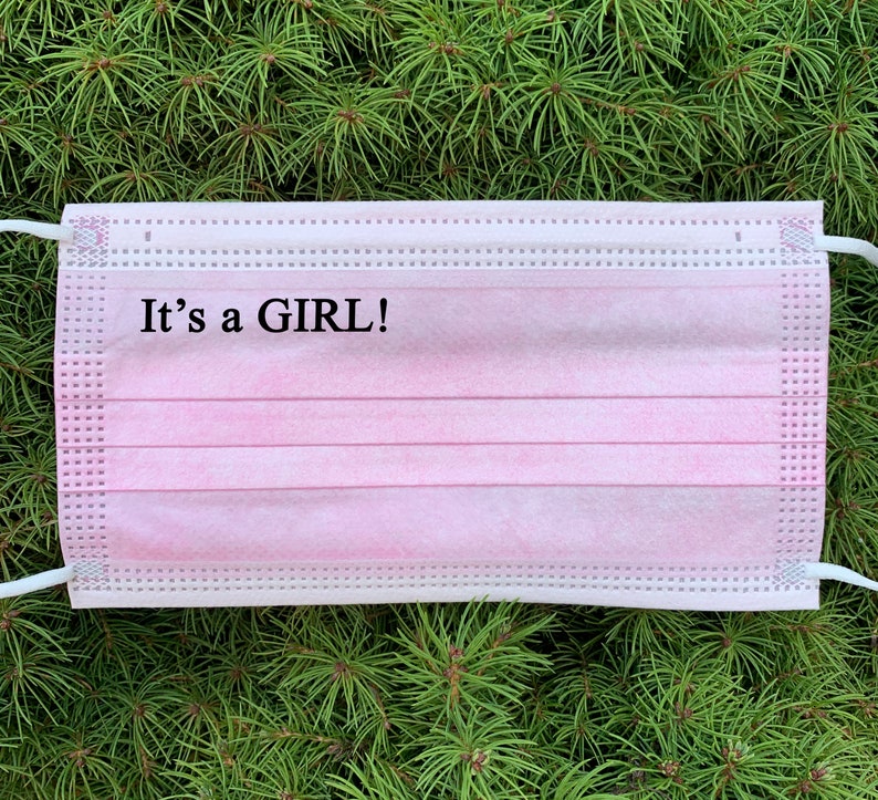 Personalized Disposable Face Masks IT'S A GIRL for Etsy