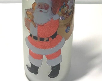 Lighted wine bottle Santa