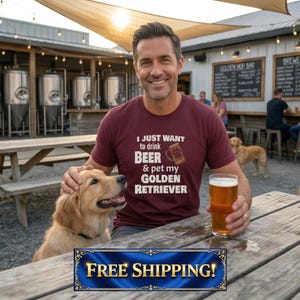 Golden retriever shirt, Golden Retriever dog dad tee, funny dog dad shirt, beer dog shirt, dog lover gift, Father's Day gift
